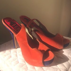 Orange & blue heels